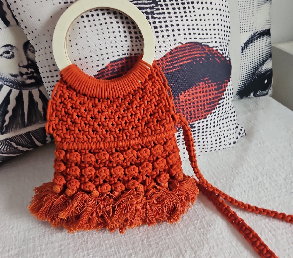 Cleobella Red Crosbody  Mini Bag with Fringe Tassels